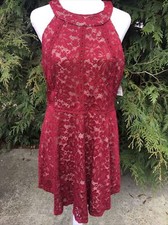 NWT Crystal Doll XXL Red Prom Dress Lace Lined Knee Length