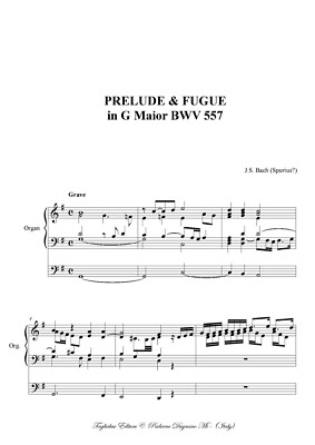 BACH J.S. - BWV 557 - Prelude and fugue in G maior - PDF WILL BE SENT BY EMAIL