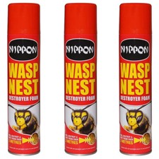 Nippon Wasp Nest Destroyer Foam Killer Spray covers 3metres 300ml 1, 2 & 3 Pack
