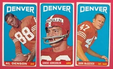 BRONCOS LOT 3) DENSON GONSOULIN MCGEEVER 1965 TOPPS 49 52 59 NFL DNVR TPHLC-3323