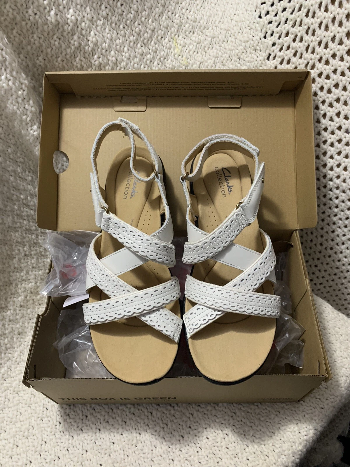 Nuovi con scatola ? Sandali Clarks OFF WHITE COMBI da donna Laurieann Rena US 9 B Medium