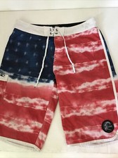 ONeill mens Patriotic Board Shorts 32 Surf Flag red white blue