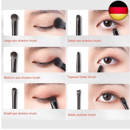 LacyMC 6pcs Lidschatten Make-Up Pinsel Set,Pinsel Kosmetiktasche Portable Reise - Bild 3 von 4