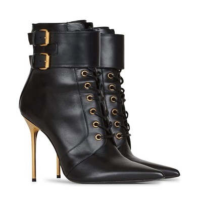 Balmain New Uria Lace-up Heels Boots 