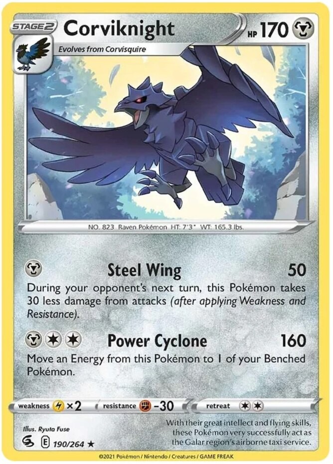 Corviknight - 190/264 - Rare (Near Mint) Fusion Strike - Metal Pokémon