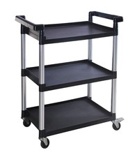 MaxWorks 80774 3-Shelf Utility Plastic Cart with Wheels-225 Lbs Maximum Black