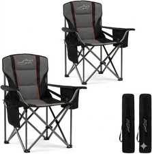 2 Pack Fully Padded Oversized Camping Chair 500LBS Capacity Heavy Duty Folding