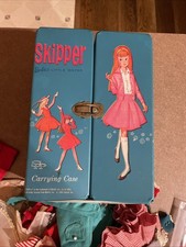 Vintage 1964 Skipper Barbie's Little Sister Blue Vinyl Carrying Case Trunk