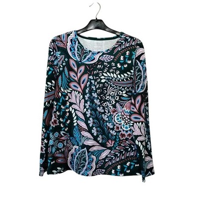 Talbots The Talbots Tee Women's Medium Floral Paisley Long Sleeve Stretch Top