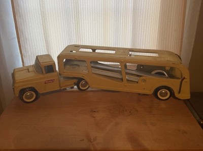 Vintage Large 1960s Buddy L Pressed Steel Auto Transport Car Carrier Hauler 