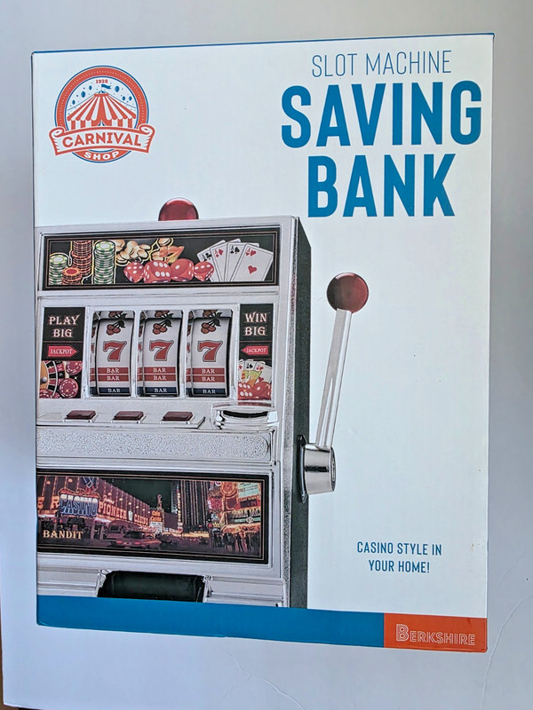New in Box - Vintage Berkshire slot machine savings bank 12" tall Carnival Shop