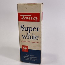 Tana Super White Shoe Polish 3 fl. oz. Vintage 1950s Box Bottle Brush