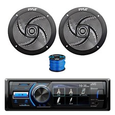 JVC Marine BT AM/FM Receiver, 2x 5.25" 180W Black Speakers,Wire
