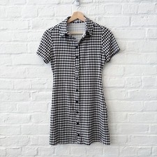 Reformation || Avely Collared Polo Mini Dress Black White Check XS
