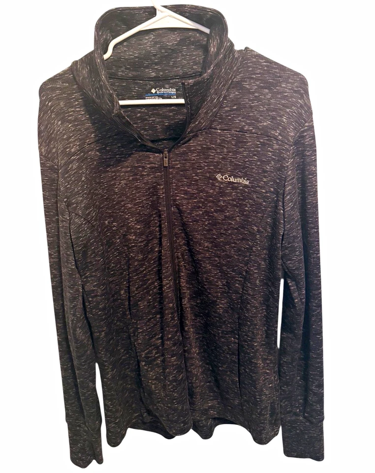 Columbia Men's size Large Black Heathered Full Zip Mock Neck Polyester Jacket