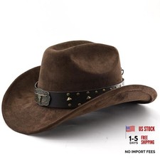 LIDHAY Cowboy Hat for Women Men with Shapeable Wide Brim Western Suede Coffee