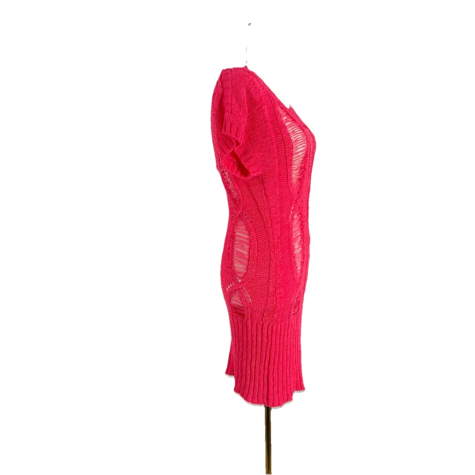 Vestido Suéter Y2K Baby Phat Mujeres Envejecido L Rosa Neón Cadena Logo Indie Sleaze Foto 2 de 4