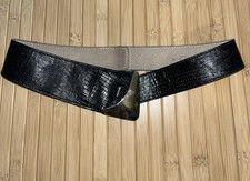 Vintage Calderon Made In USA 9836 Black Textured Sz. M Silver Hippie Belt