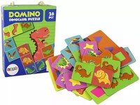 Gra Logiczna Puzzle Dwustronne Domino Dinozaury 10Cm X 5Cm 28 El. Lean Toys
