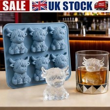 Mini Highland Cow Ice Cube Mold,Cute 3D Highland Cow Silicone Ice Cube Tray