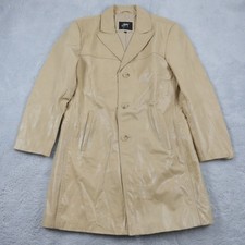 Vtg Gipsy Ledermantel Damen Gr. L Trench Longcoat Midi Echtleder Jacke Western