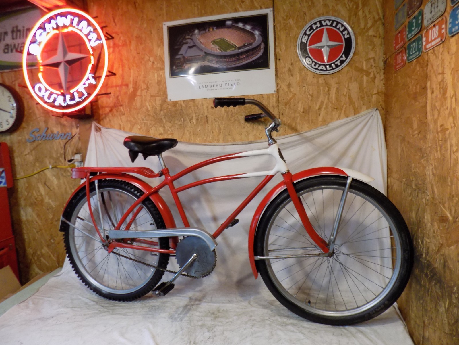 (Used) PREWAR ELGIN BALLOON TIRE BICYCLE SCHWINN PULLMAN BADGE RACK RAT ROD ANTIQUE 30s (399.95 USD)