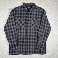 Pendleton The Original Board Shirt Plaid Wool Flannel Mens Large Loop Collar