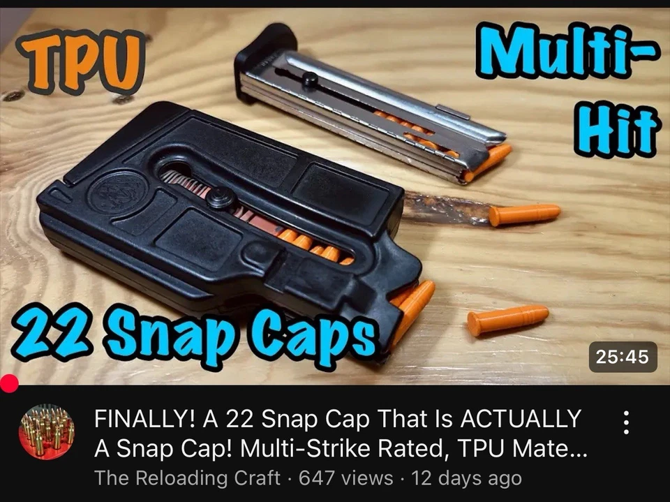 Paquete de 10 - LLANTA DE REVÓLVER CON TAPA A PRESIÓN 22LR con clasificación de fuego seco - TPU - Maniquí inerte redondo Foto 3 de 4