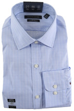 Tommy Hilfiger Men's Dress Shirt L 16.5 32/33 Blue White Check Slim Fit THFlex
