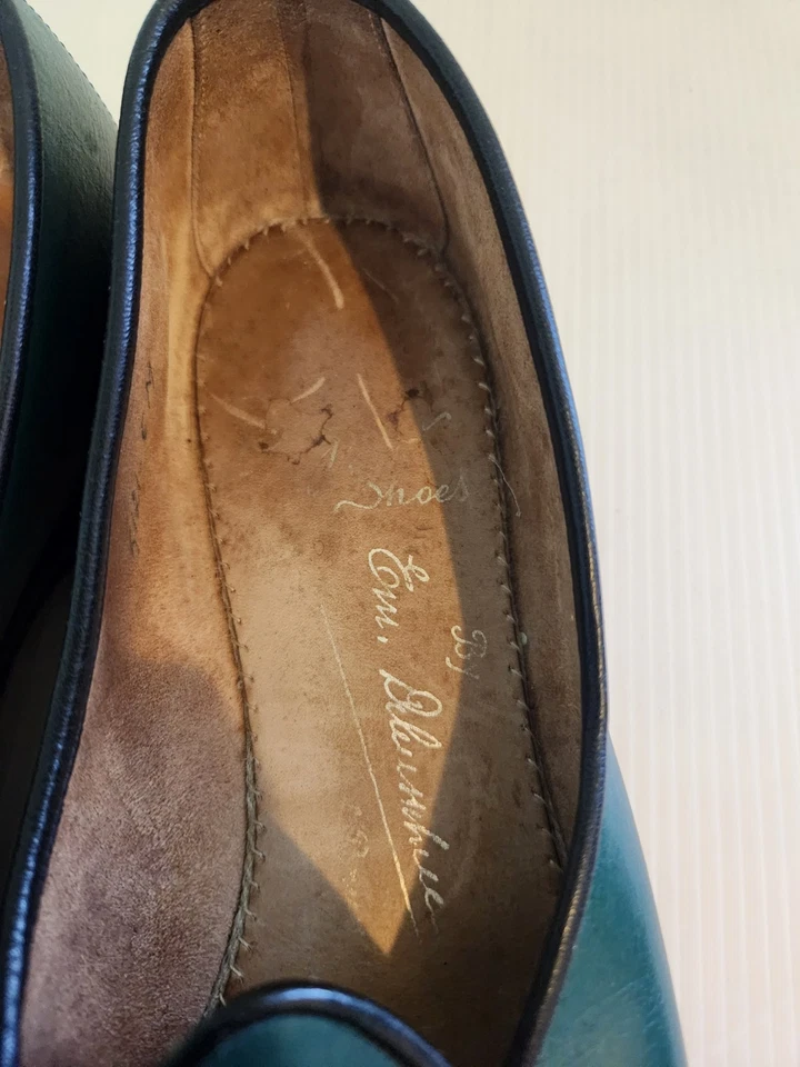 Zapatos belgas vintage hechos a mano de cuero verde para mujer 6 Foto 4 de 4