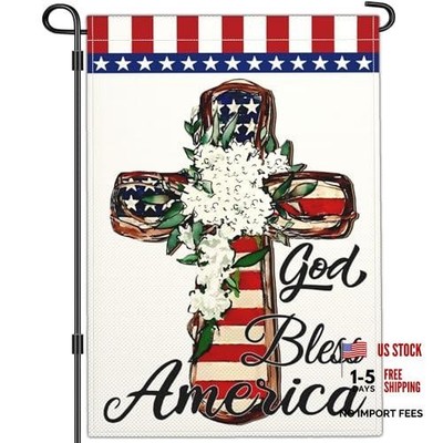 God Bless America 4th of July Patriotic Garden Flag 3 Ply Polyester