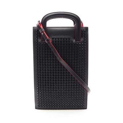 Christian Louboutin Trick Track Small Shoulder Handbag Leather Black Used