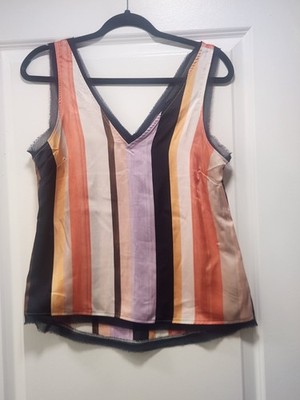 Halogen Women's Sleeveless Blouse. Striped Kolidescope Xs Layering Piece
