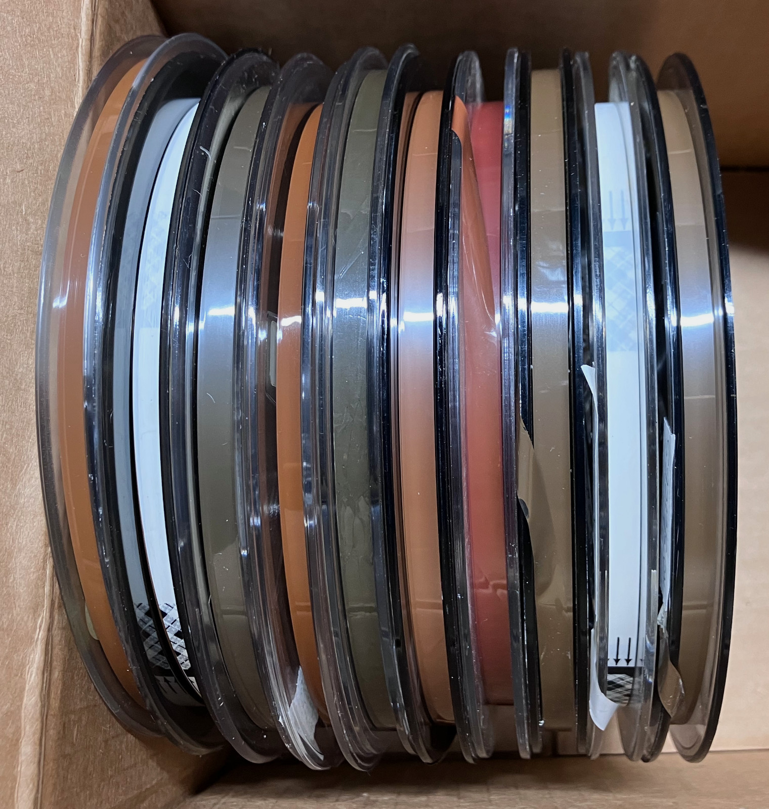 Used audiotape on 7" reels - 1/4" tape with boxes - LOT OF 10