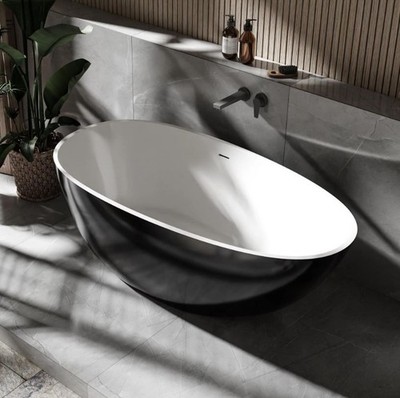Freistehende Badewanne 150 cm Mineralguss VELA Stone B-Ware 267450856437