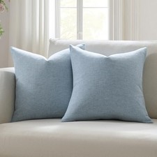 Set of 2 Pillow Covers 18 x 18 Inch Farmhouse 18" x 18" Pack of 2 Light Blue