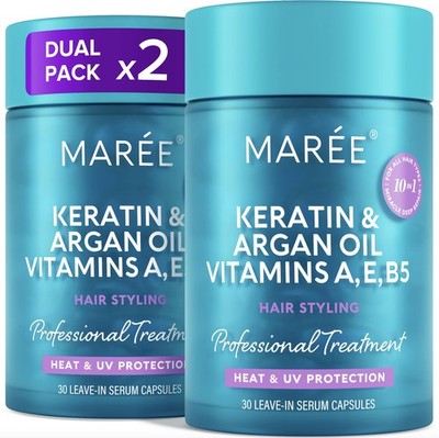 MAREE Hair Serum for Frizzy Dry Hair 2 PACK   Styling Capsules with Keratin,