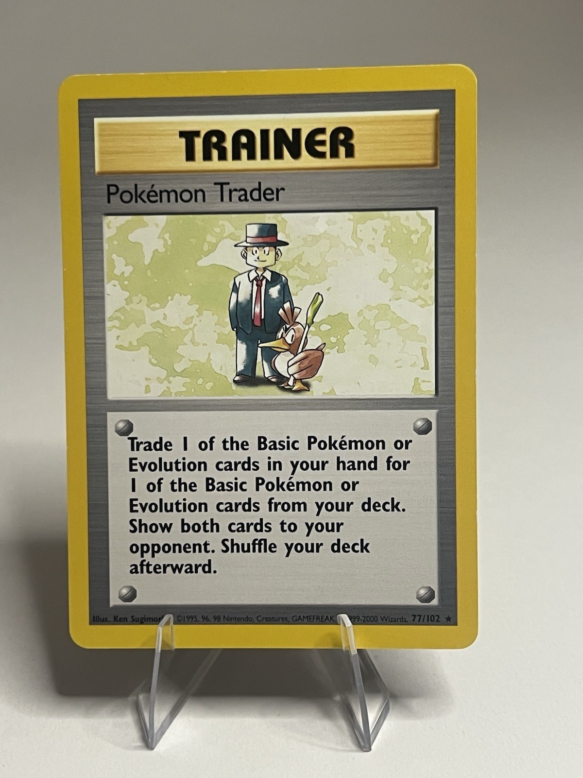 POKEMON TRADER 77/102 RARE BASE SET UNLIMITED POKEMON