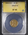 1931-S Lincoln Wheat Cent - 1c ANACS XF45 - Affordable Example!