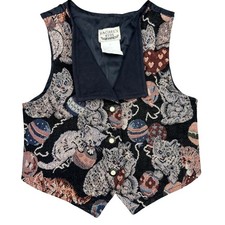 Vintage Rachel's Kids Cat Kitten Tapestry Vest Multi Yarn Ball Size 5 Retro