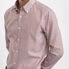 Brooks Brothers 346 Original Polo Shirt Non Iron 16.5 4/5 Regular Red Striped