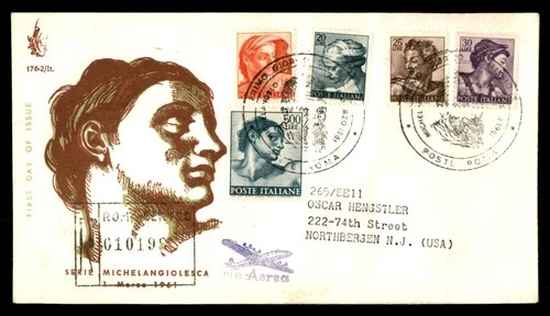 Mayfairstamps Italy 1961 Michelangelo Venetia Registered to US First Day Cover a
