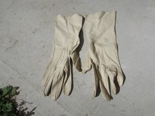 Vintage Ivory Leather Kid Gloves CBO Wrist Length 11" Size 6 1/2 Nice 