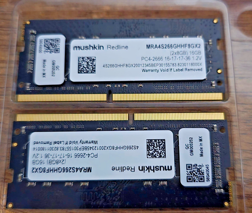 Mushkin- 16GB (2x8GB) DDR4-2666 SODIMM PC4-2666 16-17-17-36 MRA4S266GHHF8GX2 - Picture 2 of 2