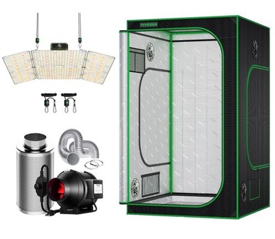 VIVOSUN 48x48x80'' Reflective Mylar Grow Tent kit w/ 400W LED 4/6/8 Ventilation