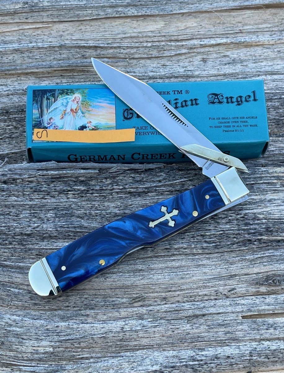 GERMAN CREEK *s GUARDIAN ANGEL BLUE PEARL SWINGUARD CHEETAH KNIFE