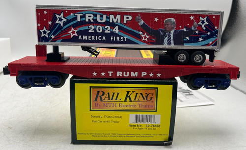 Remolque MTH Railking O 2024 Election Donald Trump America First Flatcar 30-76850 | Condition: Used