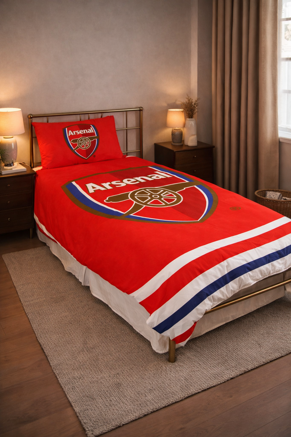 Official Licensed Arsenal FC Single Duvet Cover Pillowcase Set Pulse Reversible