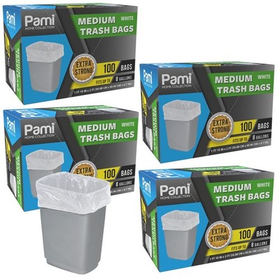 8 Gallon Trash Bags Medium White Strong  Garbage Can Liners Kitchen | 200-400 Ct