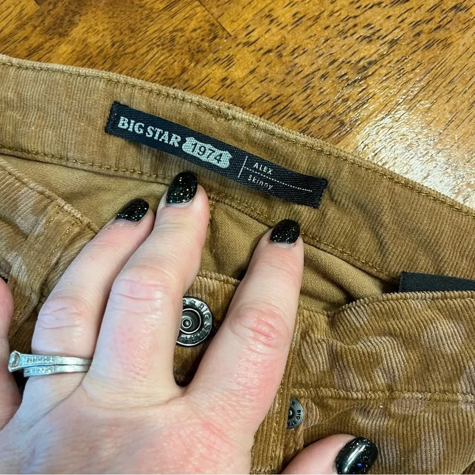 Big Star, Alex Skinny Marrón Animal, Estampado Pana Pantalones Talla 26  Foto 4 de 4